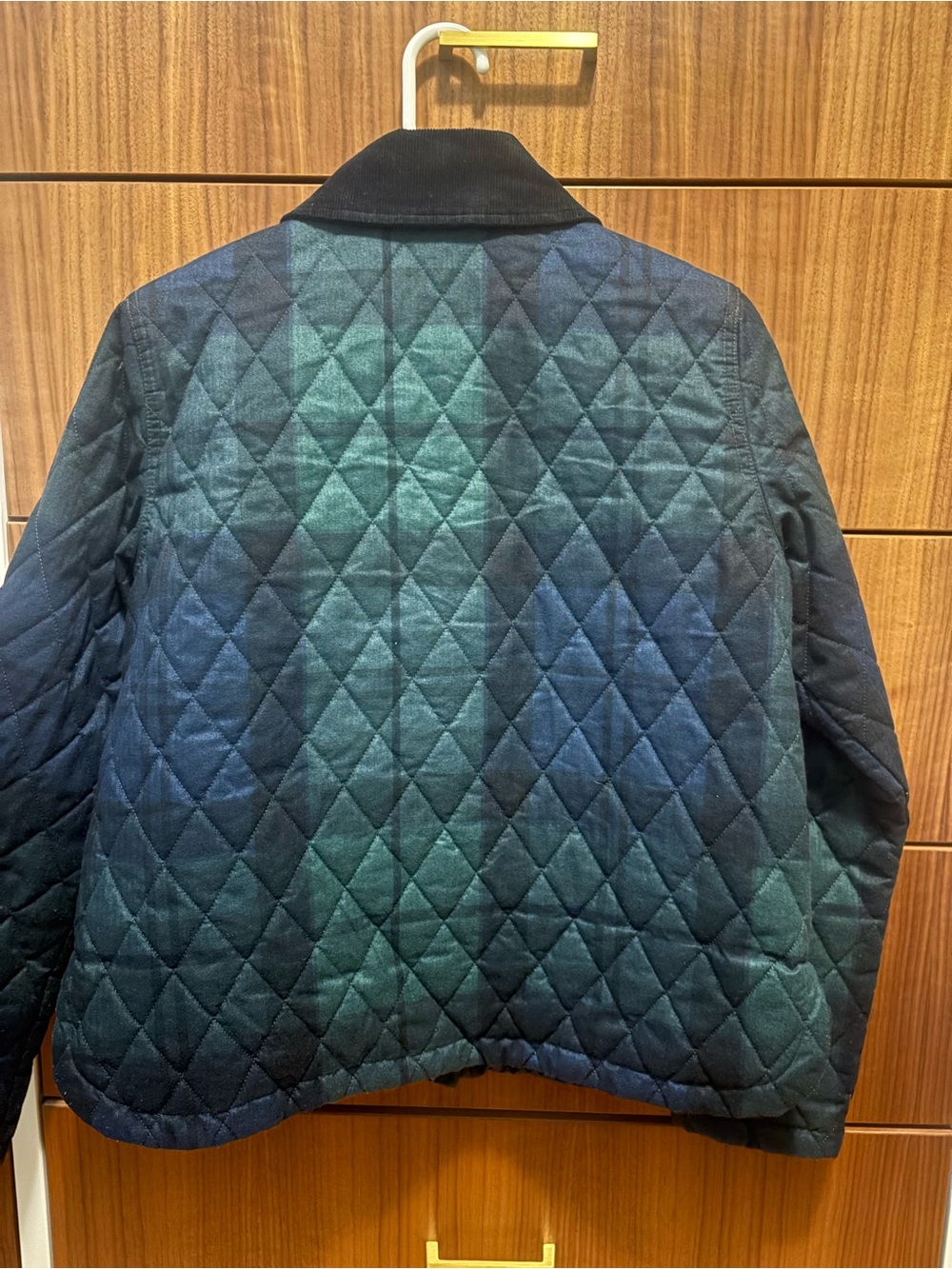 Barbour Quilted Jacket in Dark Green and Navy Tartan plaid Louden - Picture 3 of 4